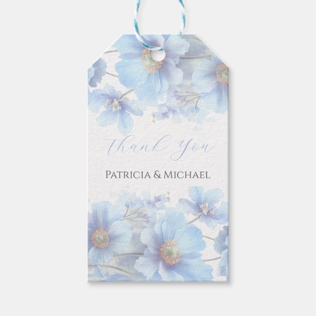 Soft Blue Himalayan Poppy Flower Garden Wedding  Geschenkanhänger (Vorderseite)