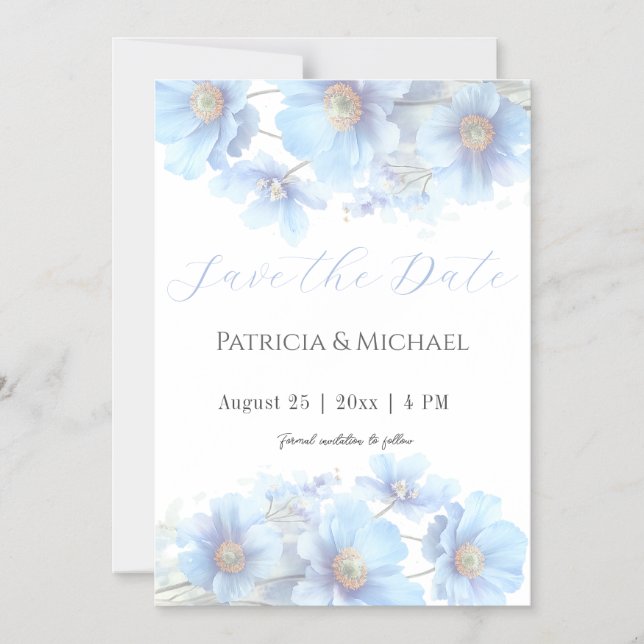 Soft Blue Himalayan Poppy Flower Garden Wedding  Magneteinladung (Vorderseite)