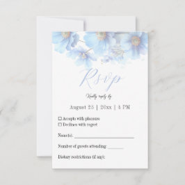 Soft Blue Himalayan Poppy Flower Garden Wedding RSVP Karte