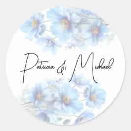Soft Blue Himalayan Poppy Flower Garden Wedding Runder Aufkleber