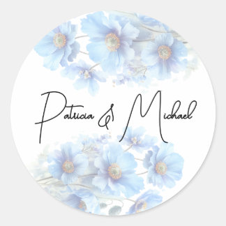 Soft Blue Himalayan Poppy Flower Garden Wedding  Runder Aufkleber