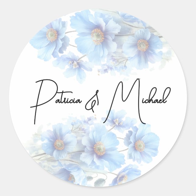 Soft Blue Himalayan Poppy Flower Garden Wedding  Runder Aufkleber (Vorderseite)