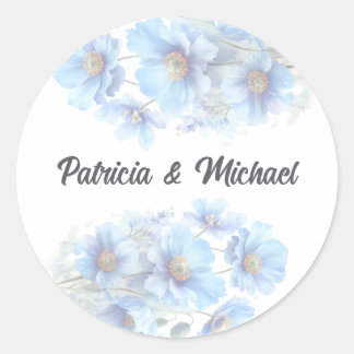 Soft Blue Himalayan Poppy Flower Garden Wedding  Runder Aufkleber