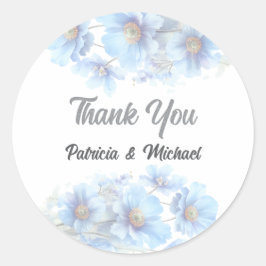 Soft Blue Himalayan Poppy Flower Garden Wedding Runder Aufkleber