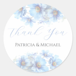 Soft Blue Himalayan Poppy Flower Garden Wedding Runder Aufkleber