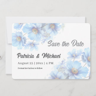 Soft Blue Himalayan Poppy Flower Garden Wedding  Save The Date