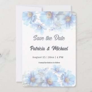 Soft Blue Himalayan Poppy Flower Garden Wedding  Save The Date