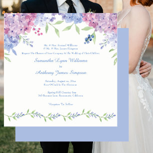 Soft Blue Hydrangea Blume Hochzeit Einladung