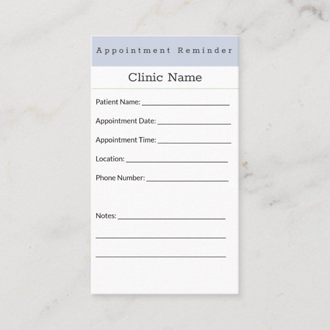 Soft Blue Minimal Appointment Card Terminkarte (Vorderseite)