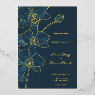 Soft Blue Orchid Wedding Folieneinladung
