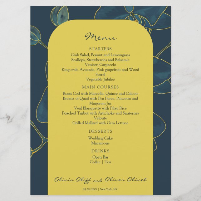 Soft Blue Orchid Wedding Menu Menükarte (Vorderseite)
