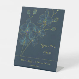 Soft Blue Orchid Wedding Open Bar Cheers Sockelschild