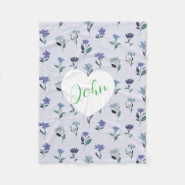 Soft Blue Purple Pink Floral Pattern Baby Blanket  Fleecedecke