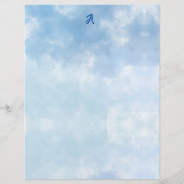 Soft Blue Sky Watercolor Cloud Briefbogen (Vorderseite)