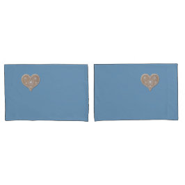 Soft Blue Standard Pillowcase Set mit Herz Kissenbezug