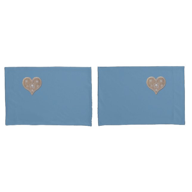 Soft Blue Standard Pillowcase Set mit Herz Kissenbezug (Vorderseite-Set)