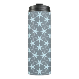 Soft Blue Starburst on Slate Grey Pattern Thermosbecher