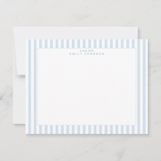 Soft Blue Striped Note Card Einladung (Vorderseite)