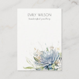 Soft Blue Succulent Floral Blank Juwelier Display Visitenkarte