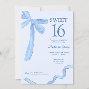 Soft Blue trendy Bow Ribbon Coquette Sweet 16 Einladung