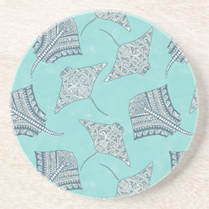 Soft Blue Tribal Stingray Getränkeuntersetzer