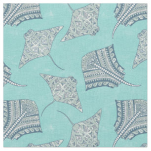 Soft Blue Tribal Stingray Stoff