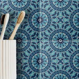 Soft Blue und Indigo Mosaic geometrische Formen Fliese