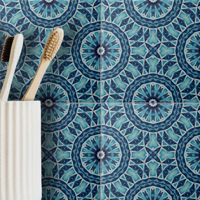 Soft Blue und Indigo Mosaic geometrische Formen Fliese (Von Creator hochgeladen)