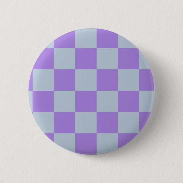 Soft Blue und Lavender Checked Button (Vorderseite)