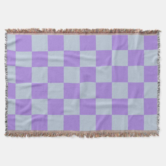 Soft Blue und Lavender Checked Decke (Vorderseite)