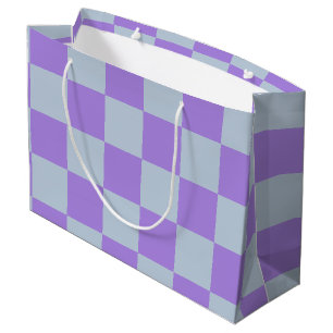 Soft Blue und Lavender Checked Große Geschenktüte