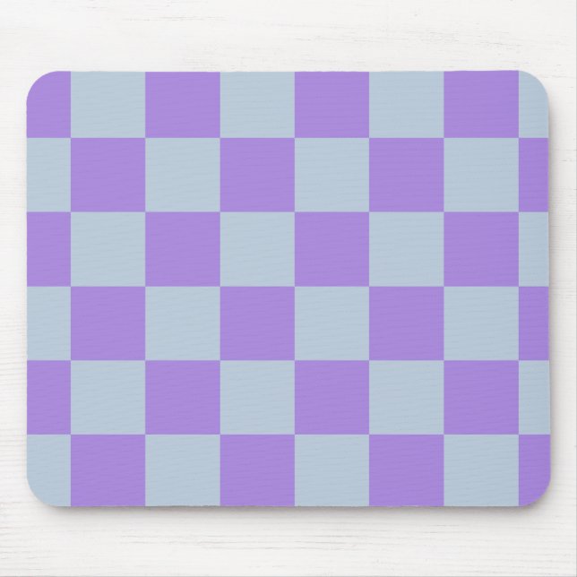 Soft Blue und Lavender Checked Mousepad (Vorne)