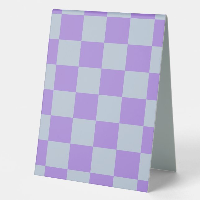Soft Blue und Lavender Checked Tischaufsteller (Vorderseite)