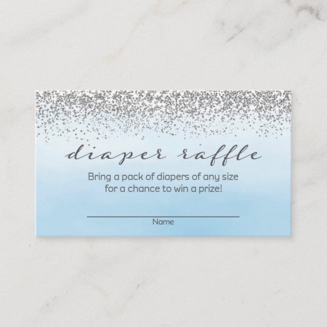 Soft Blue und Silver Baby Dusche Windeln Raffel Begleitkarte (Vorderseite)