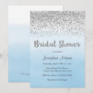 Soft Blue und Silver Bridal Dusche Einladung