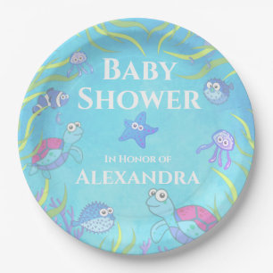 Soft Blue unter Sea Boy Baby Shower Paper Pla Pappteller