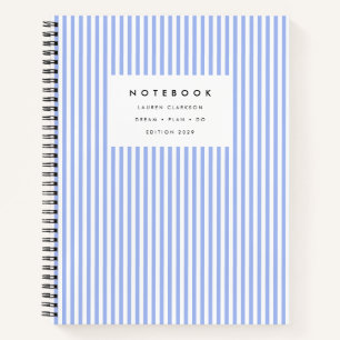 Soft Blue Vertikal Strip Notebook Notizbuch
