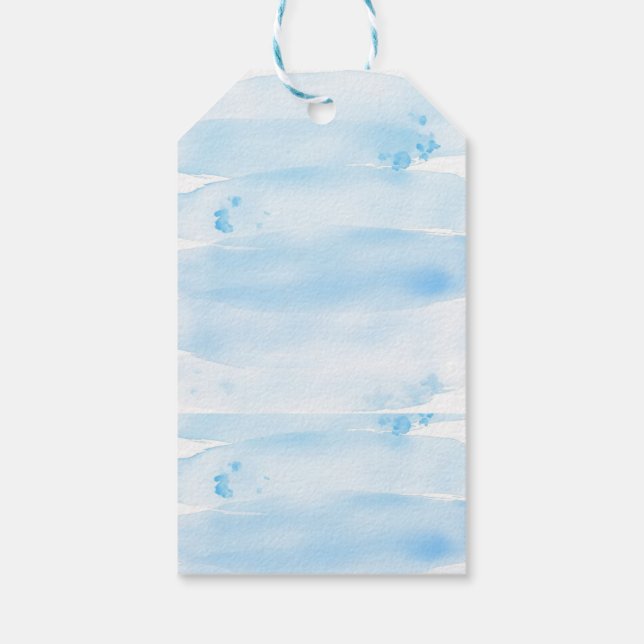 Soft Blue Watercolor Brush Geschenkanhänger (Rückseite)