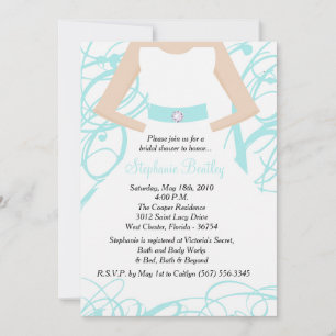 Soft Blue Wedding Dress Bridal Dusche Einladung