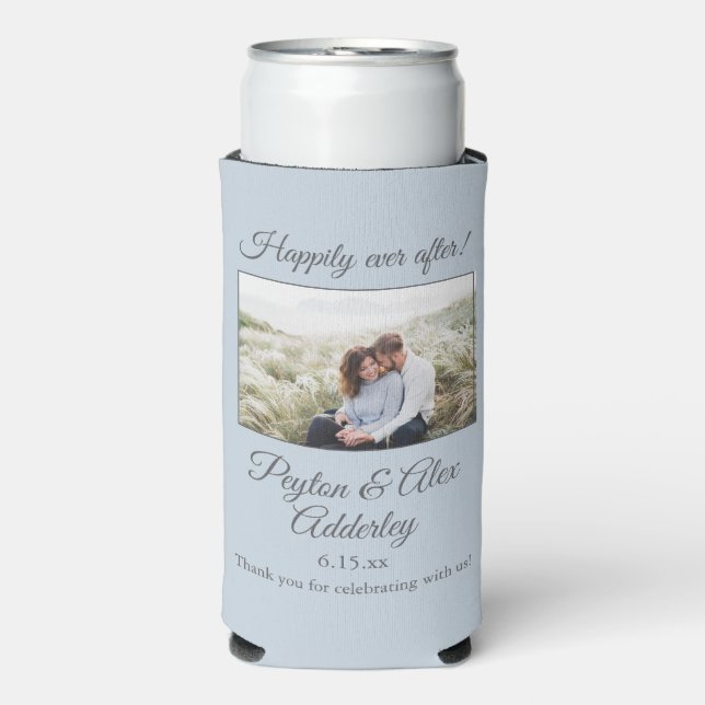 Soft Blue Wedding Foto glücklich immer nach Selters Dosenkühler (Seltzer Vorderseite)