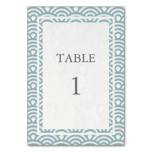 Soft Blue + White Japanese Seigha Tischnummer