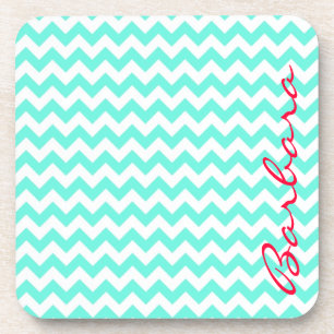 Soft Blue Zickzack mit Ihrem Namen in Script Untersetzer