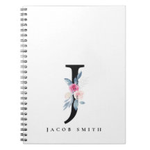 SOFT BLUSH BLUE FLORAL ALPHABETS NAME LETTER J