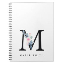 SOFT BLUSH BLUE FLORAL ALPHABETS NAME LETTER M