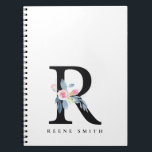 SOFT BLUSH BLUE FLORAL ALPHABETS NAME LETTER R NOTIZBLOCK<br><div class="desc">If you need any further customisation please feel free to message me on yellowfebstudio@gmail.com.</div>