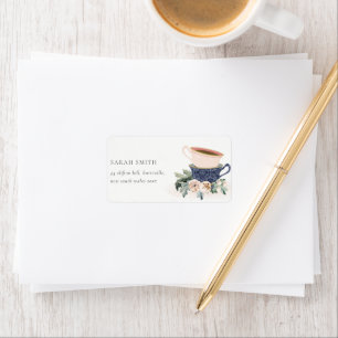 Soft Blush Blue Stacks Teebecher Blumenadresse Adressaufkleber