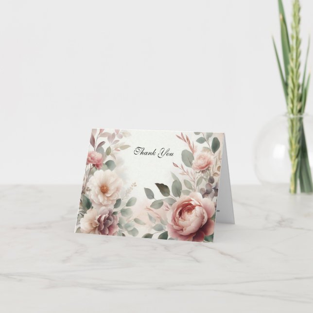 Soft Blush Blues Peak und Rose Serenade Dankeskarte (Vorderseite)