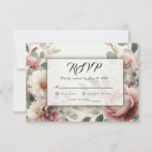 Soft Blush Blues Peak und Rose Serenade RSVP Karte