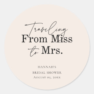 Soft Blush Brautparty Miss to Mrs  Runder Aufkleber