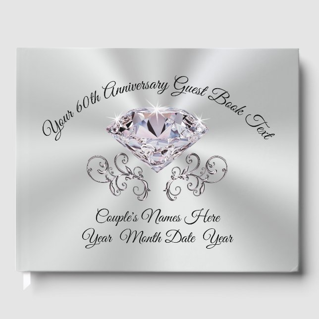 Soft Blush Diamond Wedding Anniversary Guest Book Gästebuch (Vorderseite)